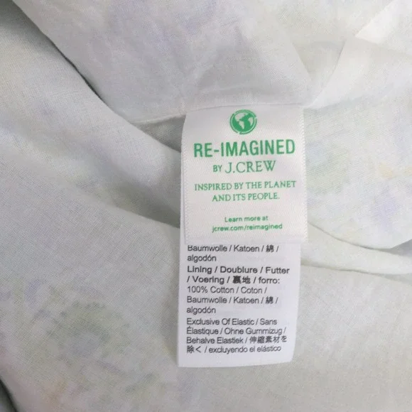 J Crew Afternoon Dress in Liberty Lodden Fabric Lg Smocked Neckline Green Blue - Picture 10 of 12